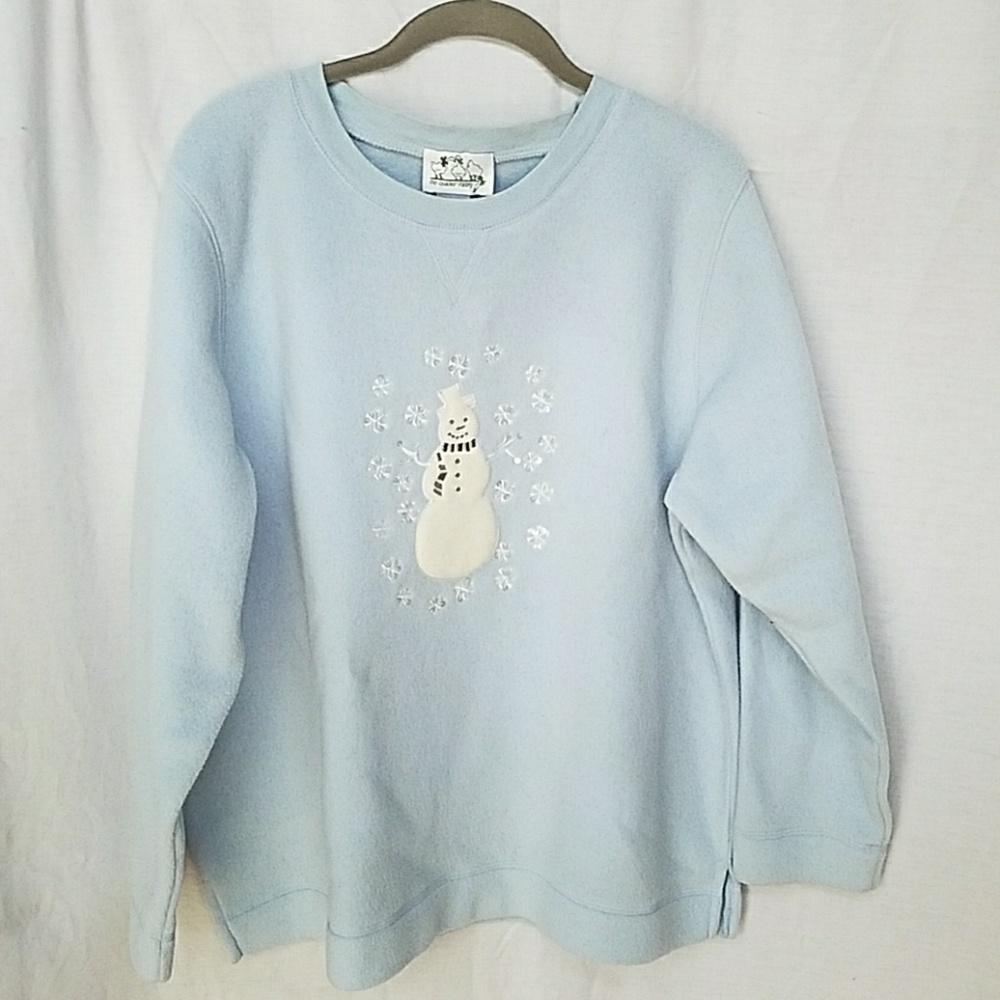 Quacker Factory Sz Large Fleece Snowman Top